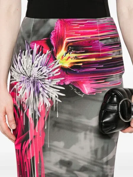 Fustă Gemy Maalouf cu model floral cu imagine gri
