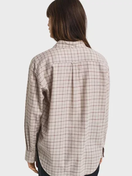 Картата фланелева сорочка Gant бежева