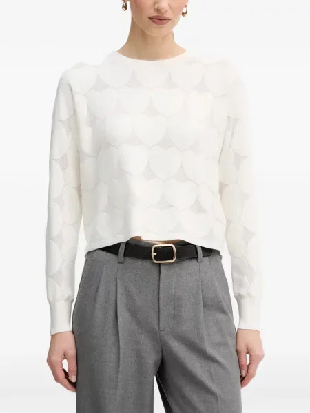 Pulover Oui cu motiv cu inimi alb