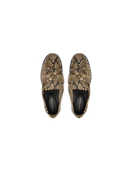 Loaferice Tommy Hilfiger Th Loafer Tassel Snake bež