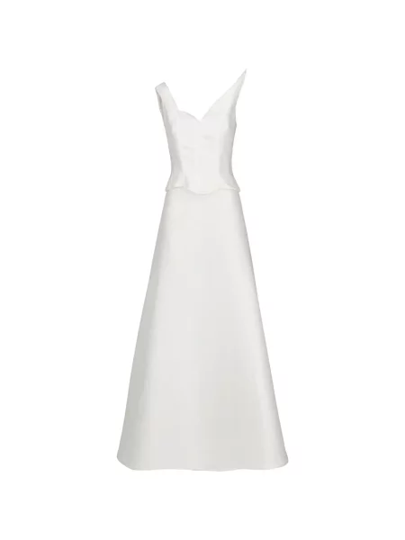 Sukienka maxi Marco Gabrielli Atelier sznurowana koronkowa biała