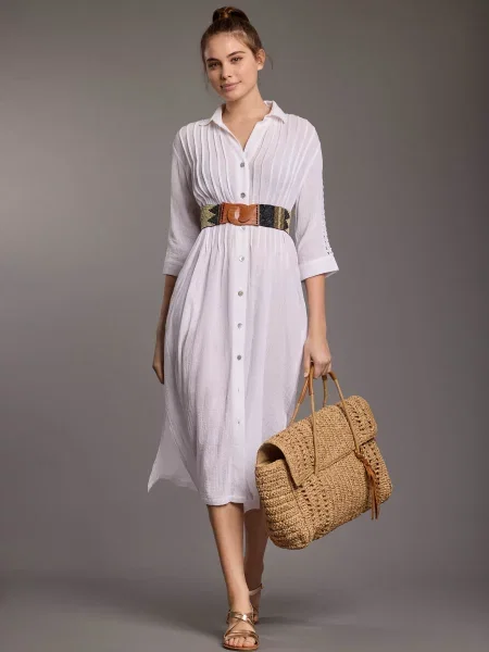 Пляжное платье-рубашка на біла