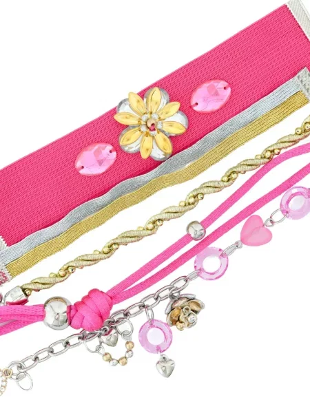 Brăţară Amir Slama cu model floral cu mărgele roz