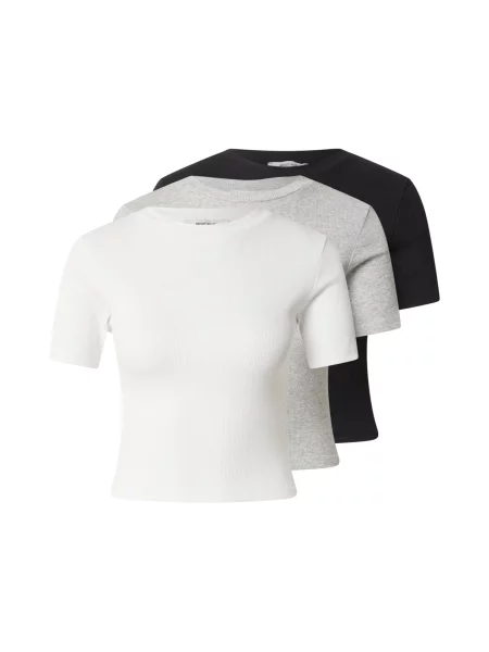 ABOUT YOU Tricou Ella gri amestecat / negru alb