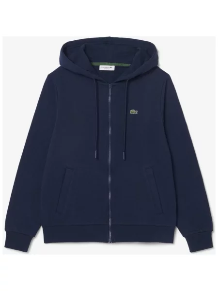 Bluza z kapturem Lacoste Fleece Hoodie Full Zip granatowy 34 niebieska