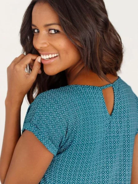 LASCANA Tricou verde petrol negru