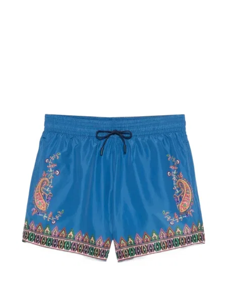 Slip de baie Etro cu imagine cu model paisley albastru