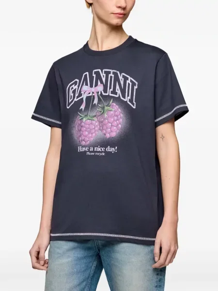 Grafički majica Ganni plava