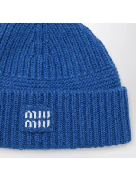 Czapka Miu Miu z kaszmiru niebieska