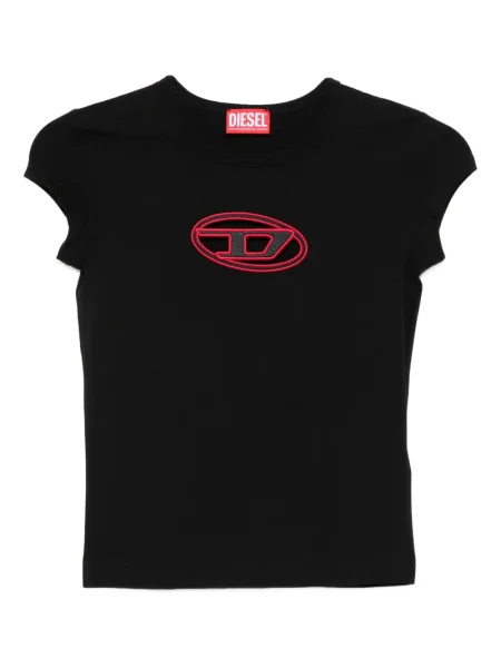 Krótki top Diesel z logo czarny