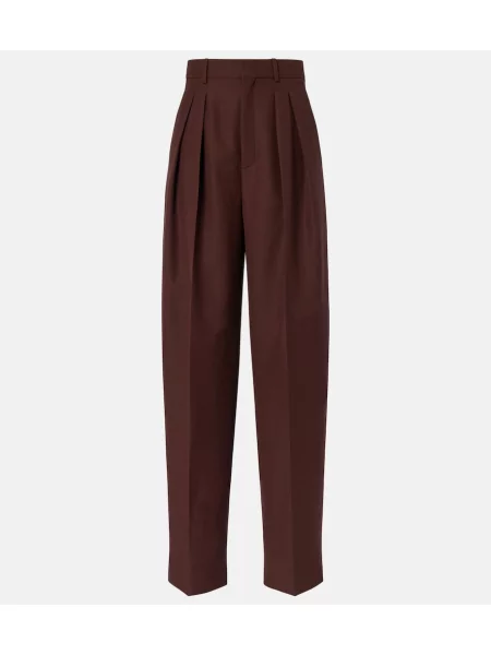 Spodnie Saint Laurent wełniane brązowe