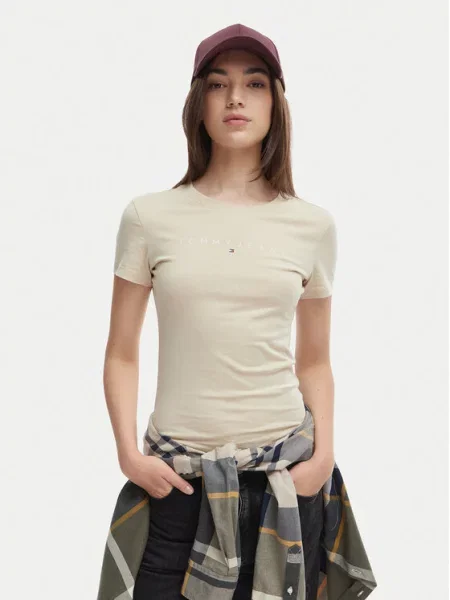 Tommy Jeans Póló Világos bézs