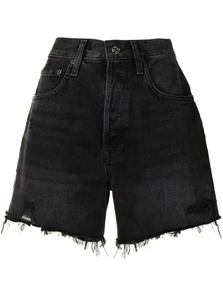 Pantaloni scurți din denim Agolde zdrențuiți gri