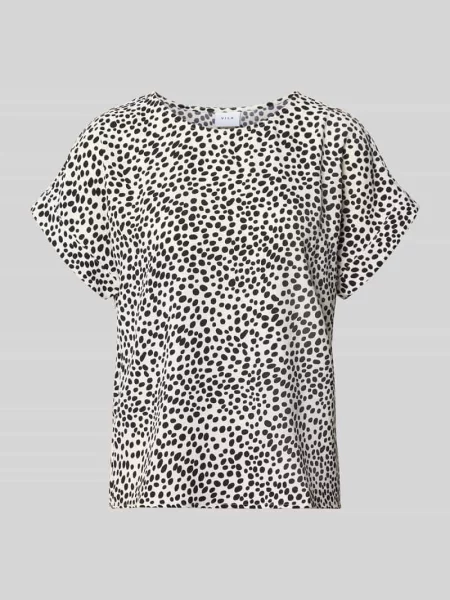 Bluzkowy t-shirt we wzór na całej powierzchni model JOSA' Vila beżowa