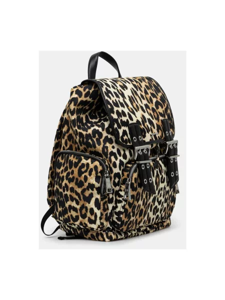 GANNI plecak Bucky Backpack Print duży wzorzysty brązowy