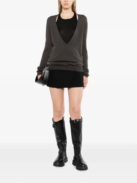 Pulover Rick Owens cu decolteu în V gri