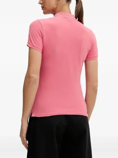 Tricou Polo Ralph Lauren cu decolteu rotund de mătase cu dungi alb