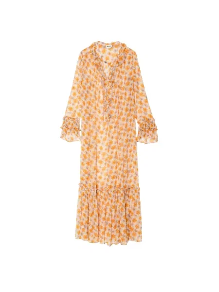 Sukienka Zadig & Voltaire szyfonowa garniturowa beżowa