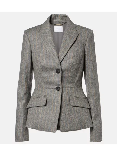 Sacou Erdem de lână cu dungi gri