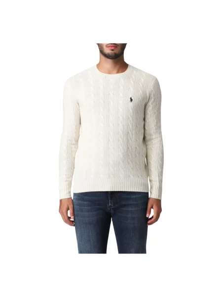 Polo Ralph Lauren sweter Mężczyźni Wełna jednolity XL biały