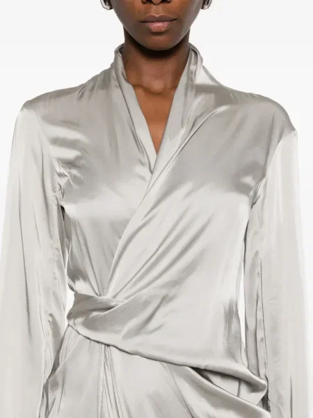Rochie midi Rick Owens drapată până la genunchi de costum gri