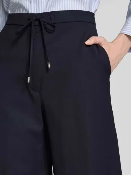 Szerokie spodnie o kroju oversized z czystej żywej wełny model ‘BERARD’ Max Mara Studio granatowe