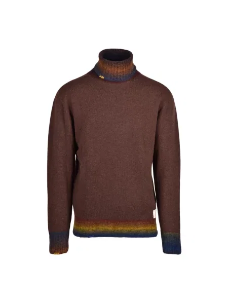 Sweter z golfem Bob wełniany do golfa brązowy