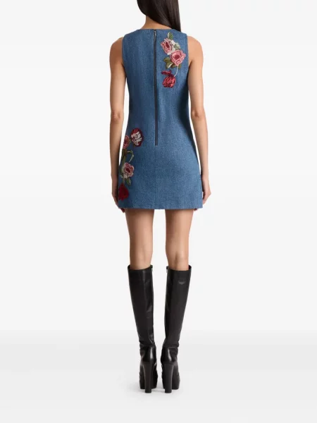Rochie mini Alice + Olivia cu broderie cu model floral albastru
