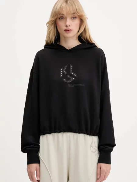 Karl Lagerfeld Jeans hanorac de cu glugă cu imprimeu negru