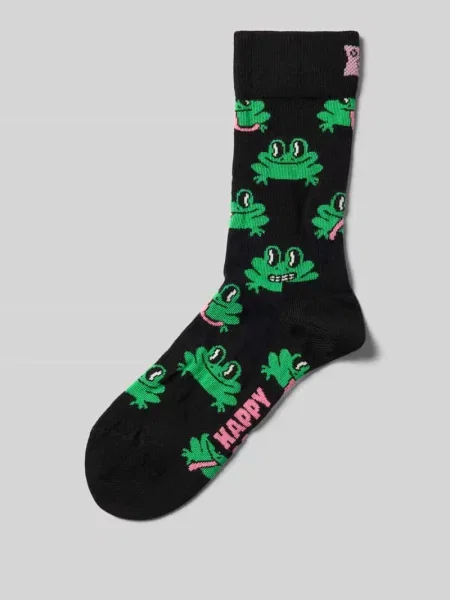 Skarpetki Happy Socks Żaba jasnozielone czarne