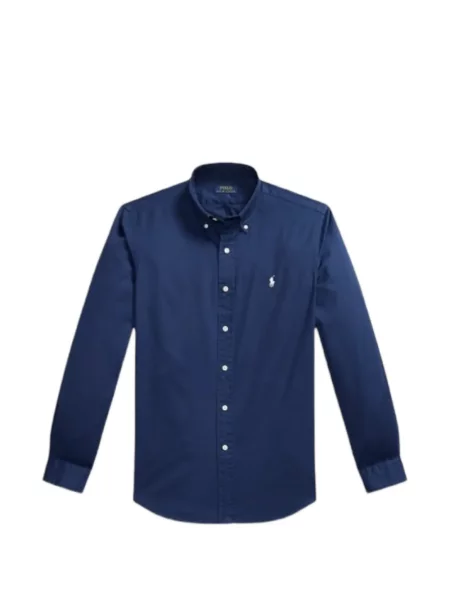 Cămașă Polo Ralph Lauren cu autograf cu dungi din poplin alb