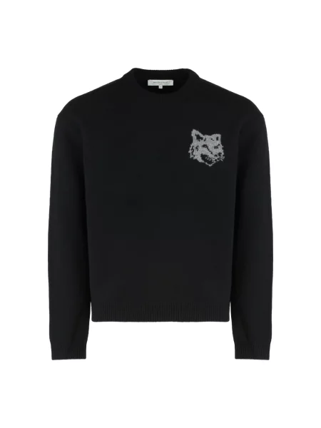 Sweter Maison Kitsune wełniany czarny