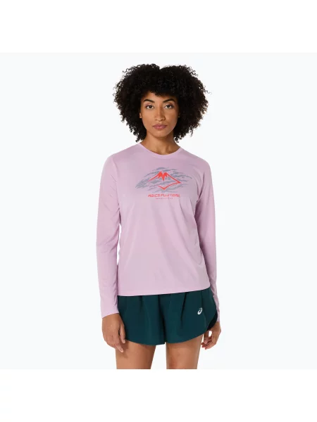 Longsleeve do biegania ASICS Fujitrail Logo light ube różowy