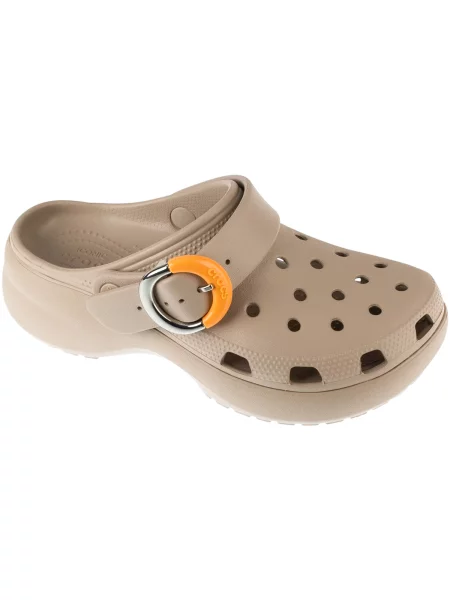 Pantofi Crocs cu platformă cu cataramă clasici bej