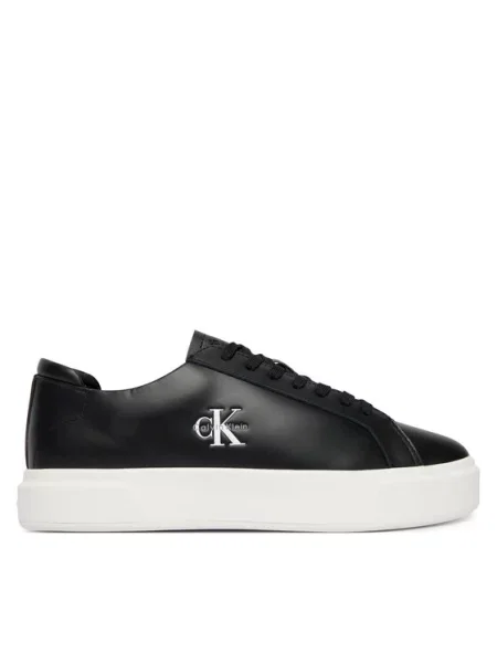 Calvin Klein Sneakersy Basket Cupsole Laceup Lth Ml czarny