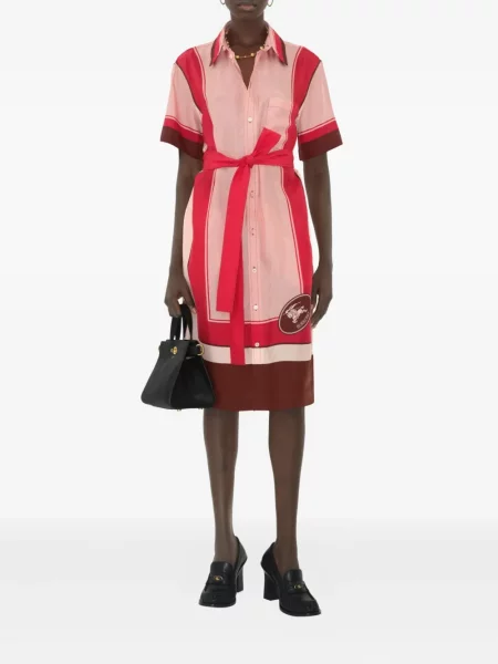 Копринена рокля тип риза Burberry розово