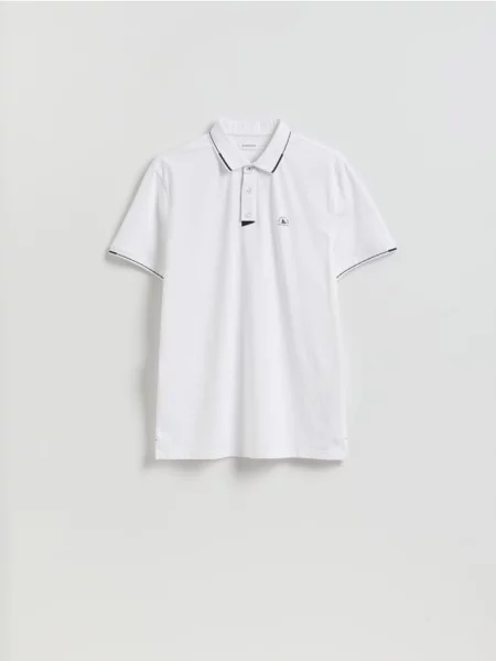 Reserved Tricou polo regular fit cu tiv alb