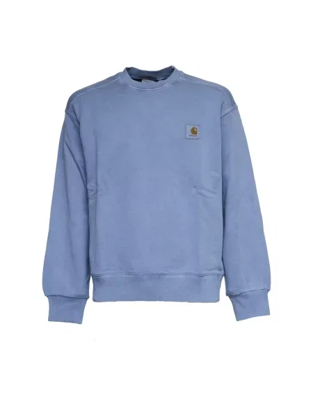 Bluza Carhartt Wip z długim rękawem z kołnierzem z logo niebieska