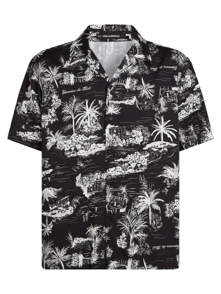 Karl Lagerfeld Cămașă gri / negru alb