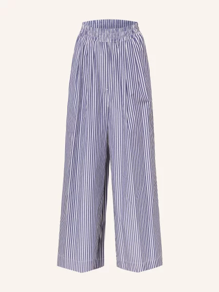 Weekend Max Mara Kalhoty Ottone tmavě modrá bílá