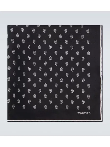 Svilen šal Tom Ford s potiskom črna