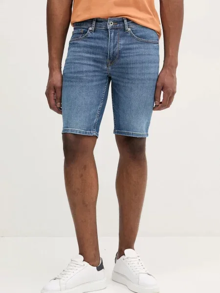 Дънков къс панталон Pepe Jeans SLIM SHORT HATCH синьо