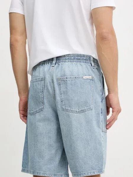 Calvin Klein Jeans bermudy z dodatkiem lnu niebieskie