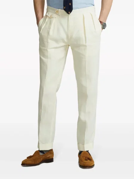 Gėlėtos raštuotos lininiai polo marškinėliai Polo Ralph Lauren balta