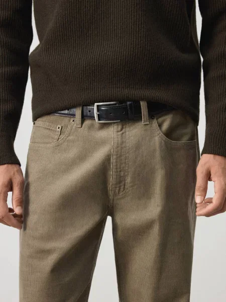 Spodnie sztruksowe regular fit norkowy Mężczyzna 40 MANGO MAN szary