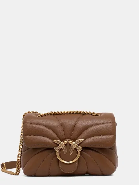 Pinko De piele geantă pe umăr Love Puff Mini maro