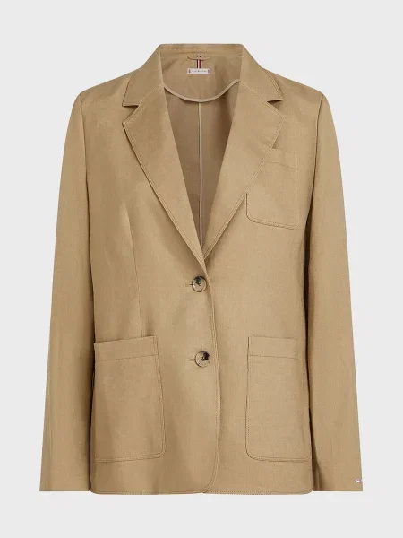 Лляний піджак Tommy Hilfiger бежевий