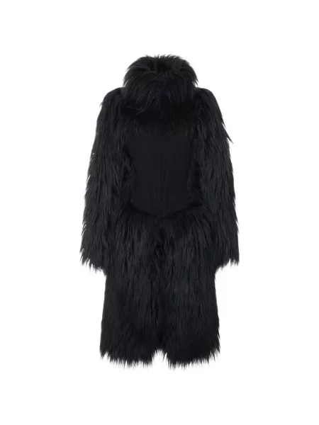 Palton de blană Elisabetta Franchi cu blană negru