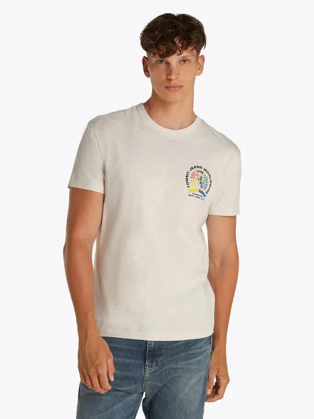 Tommy Jeans Tričko krémová / žltá / zelená červená
