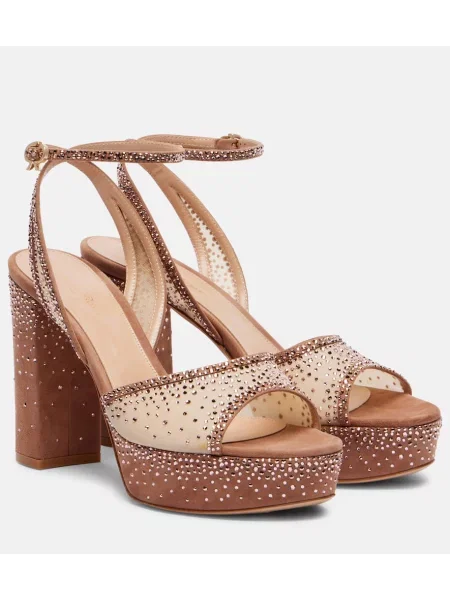 Sandale Gianvito Rossi din piele de căprioară cu platformă bej